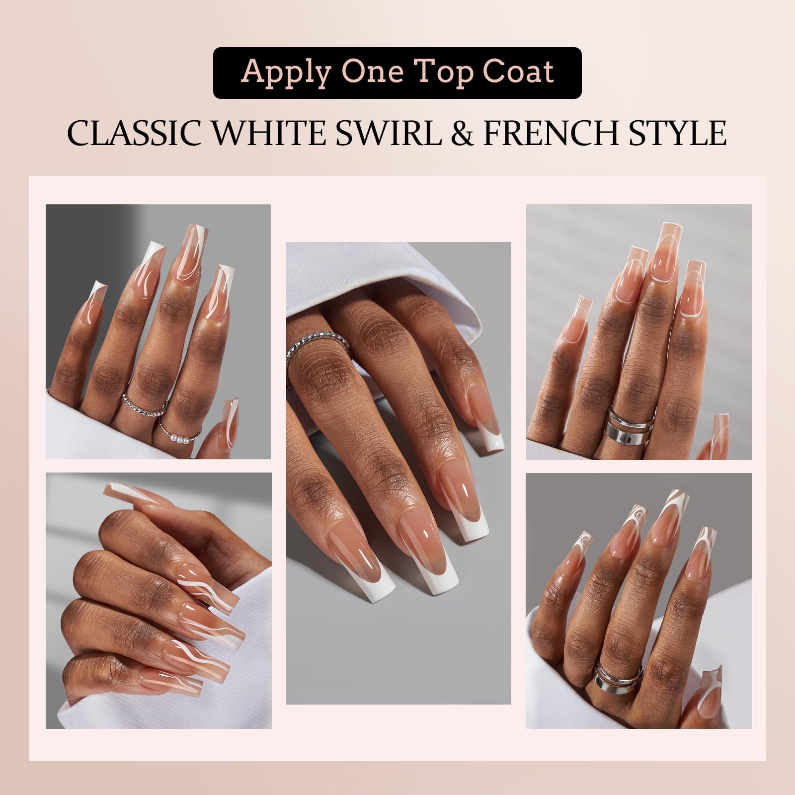 BTArtbox French Tip Press-On Nails with XCOATTIPS – 5 Styles, Short Coffin, 150pcs