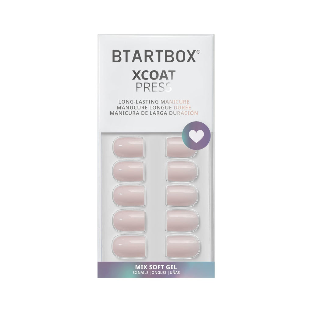 BTArtbox Press On Nails Square – Pastel Short Kit with Glue (32 Nails)