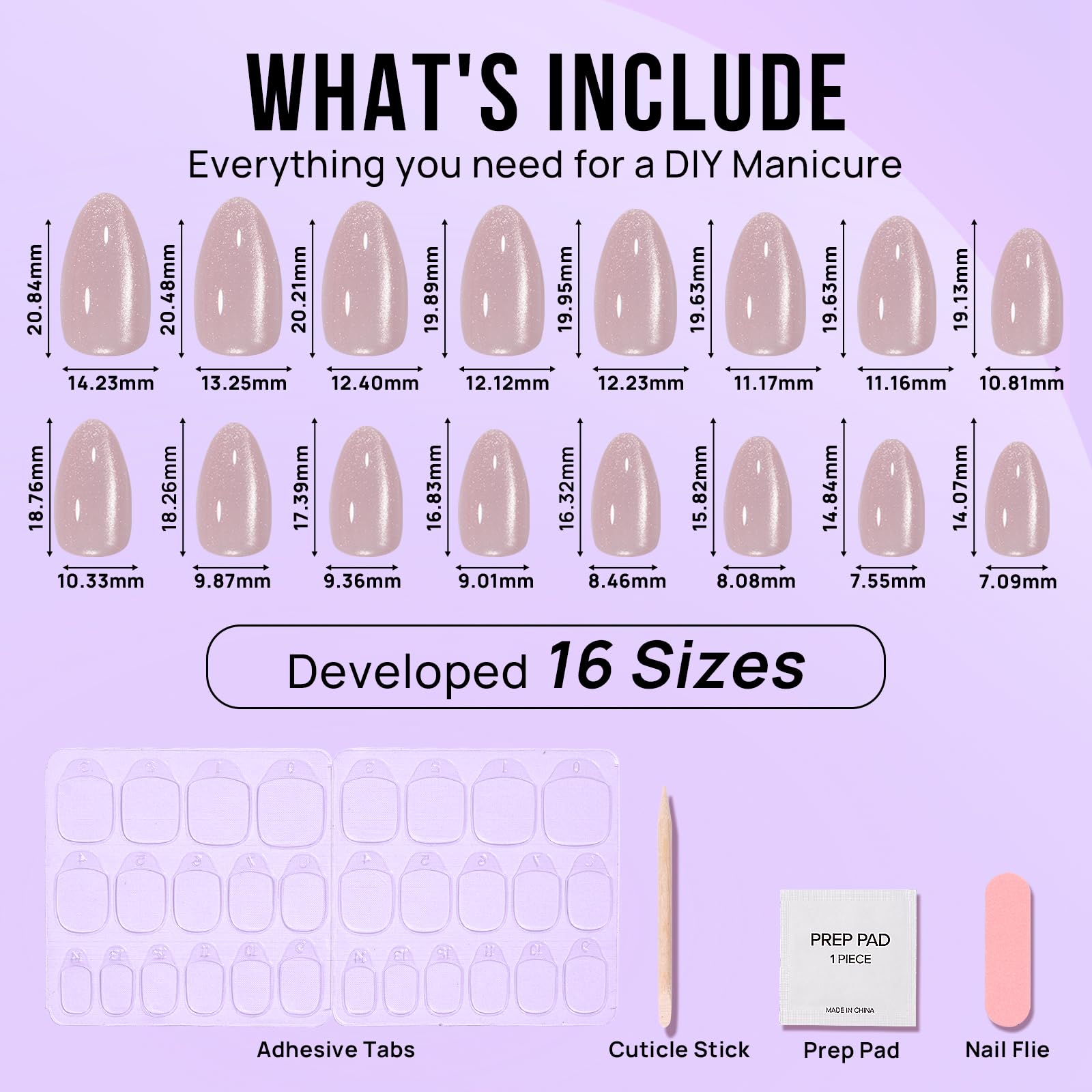 BTArtbox Press On Nails Almond – Soft Gel Aurora Cat Eye (16 Sizes)