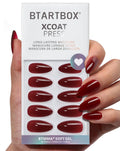 BTArtbox Press On Nails Almond – Dark Red, 28-Day Stay, Gel Glue, 30-Piece Kit (15 Sizes)