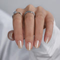 BTArtbox Press On Nails Short – Square Cream Soda Brown Chrome Kit (15 Sizes)