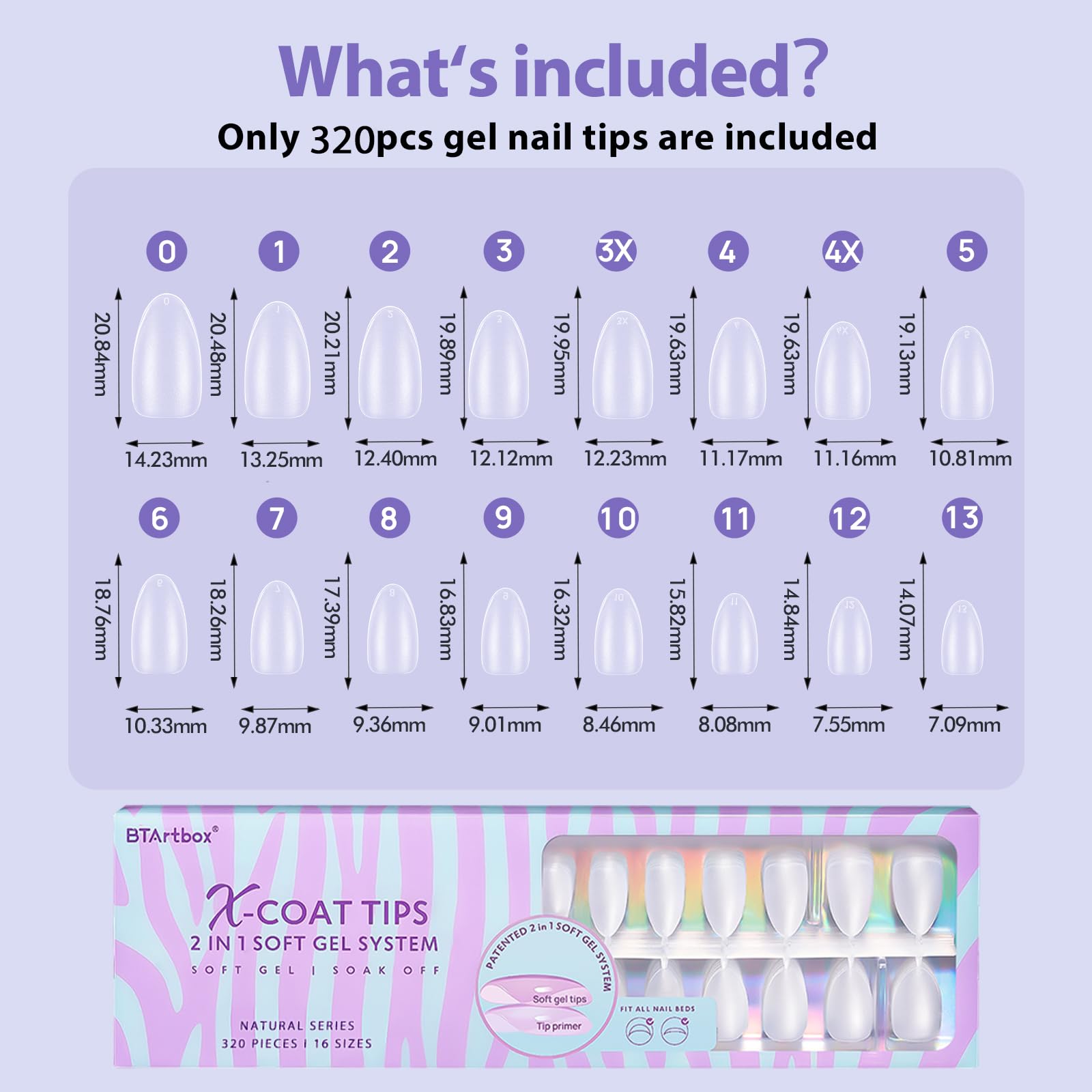 BTArtbox Short Almond Nail Tips – Natural Short Gel Tips with Tip Primer for Stronger Adhesion