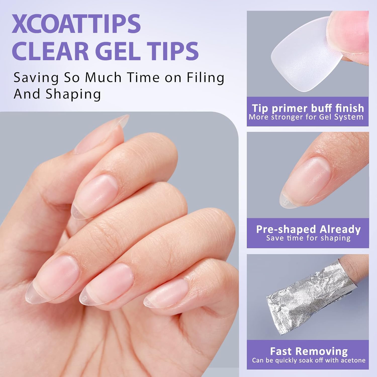 BTArtbox Short Almond Nail Tips – Natural Short Gel Tips with Tip Primer for Stronger Adhesion