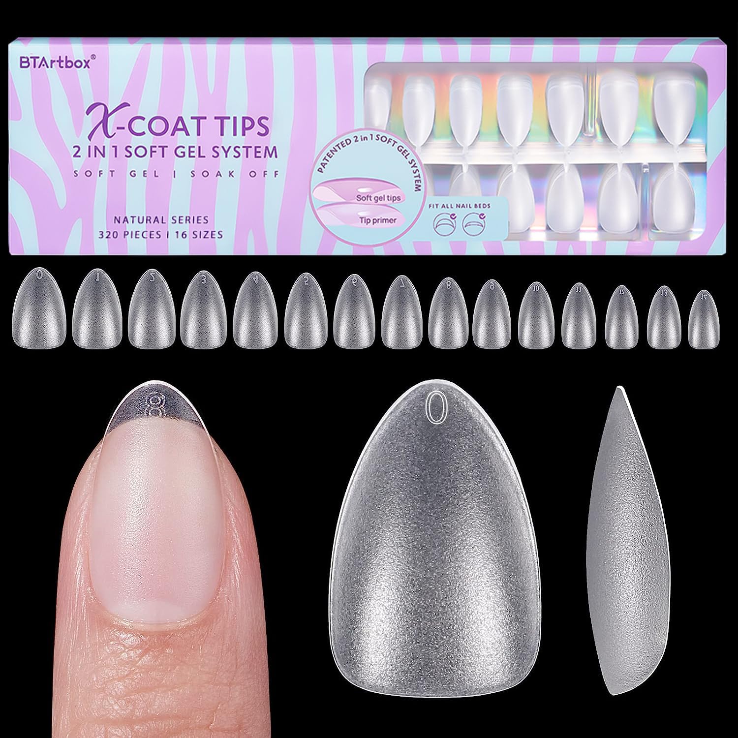 BTArtbox Short Almond Nail Tips – Natural Short Gel Tips with Tip Primer for Stronger Adhesion