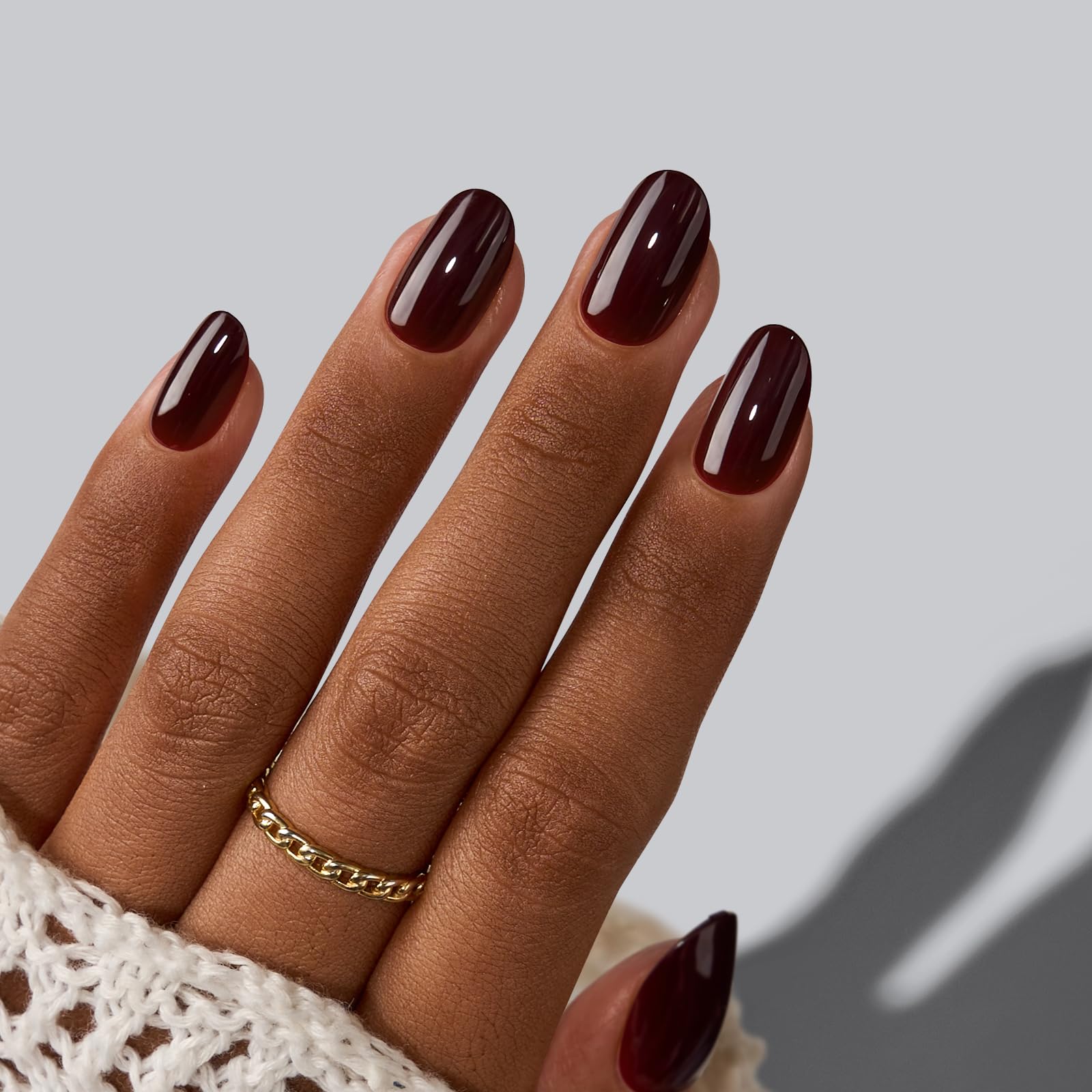 BTArtbox Press On Nails Short – Coffee Bean (Dark Red) | 16 Sizes