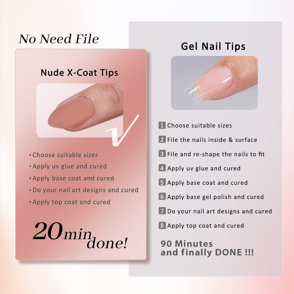 BTArtbox Almond Nail Tips Short – Soft Gel Press-On Nails with XCOATTIPS, Stronger Adhesion
