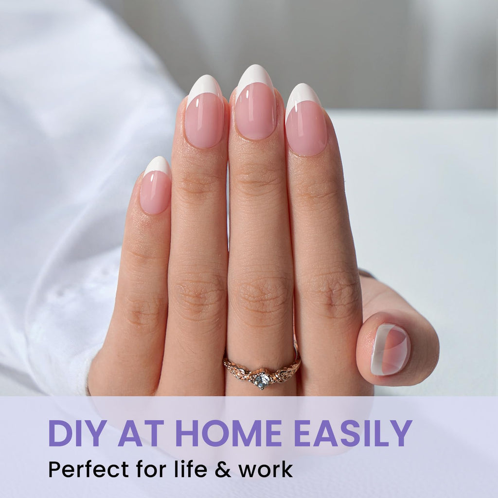 BTArtbox Short Almond Nail Tips - 320Pcs, 16 Sizes, Clear Half-Matte Soft Gel for Natural Full Cover Extensions