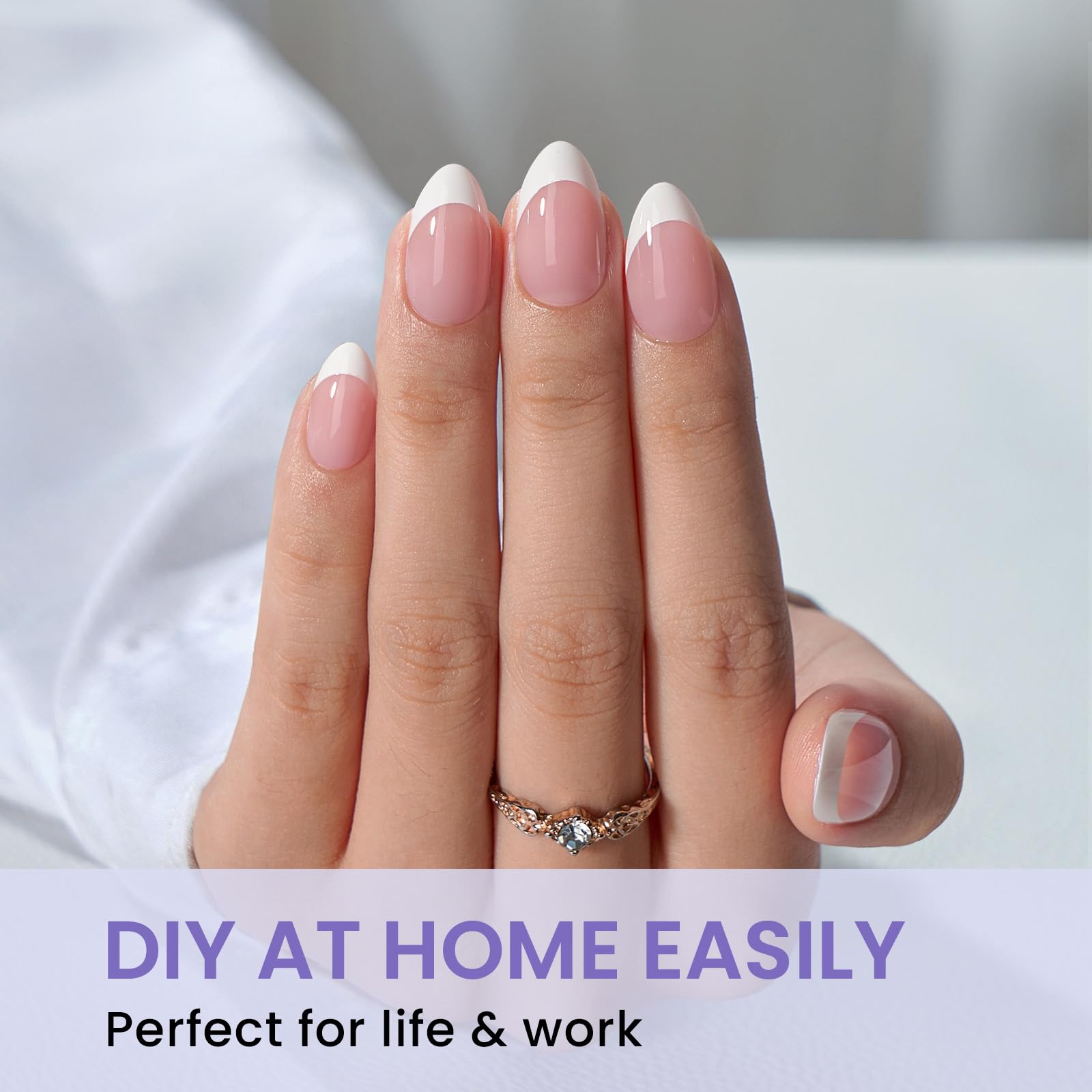 BTArtbox Short Almond Nail Tips - 320Pcs, 16 Sizes, Clear Half-Matte Soft Gel for Natural Full Cover Extensions