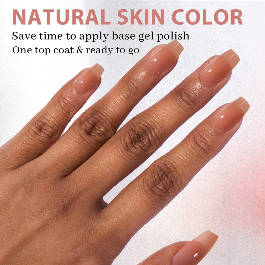 BTArtbox XCOATTIPS Gel Nail Kit – Short Coffin Tips with Glue, Top Coat & Portable Lamp