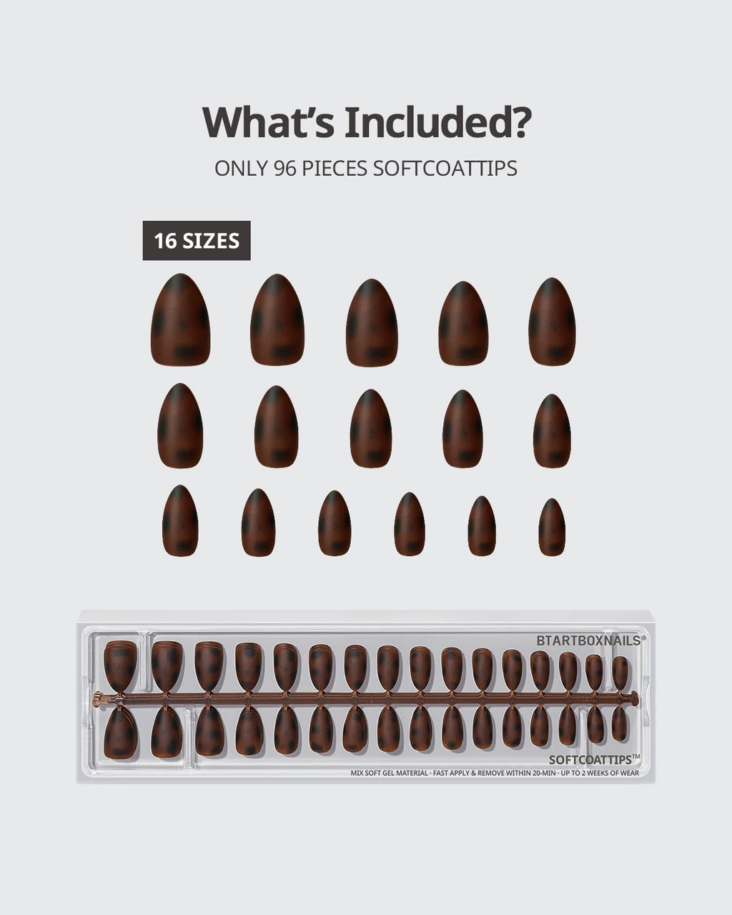 BTArtboxnails SoftCoattips Tortoiseshell Almond Short Press On Nails – 96 Pcs
