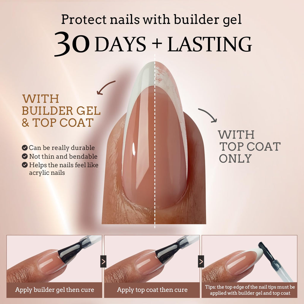 BTARTBOXNAILS French Gel Nail Kit - XCOATTIPS Brown French Tips & Extra Short Squares