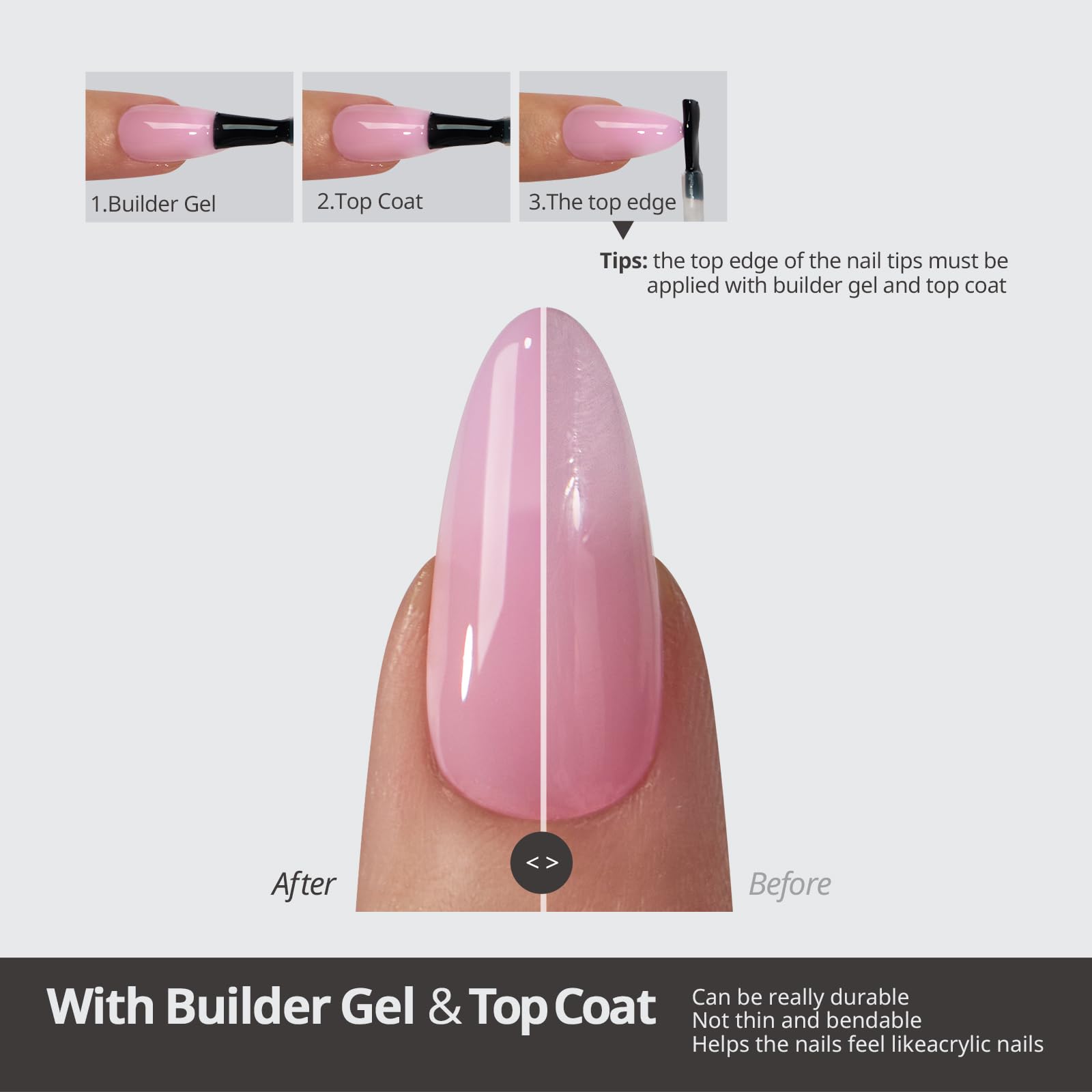 BTArtboxNails XCOATTIPS Bare 5-Shades Nude Press-On Nails – 4-Week Wear, Easy Apply