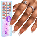 BTArtboxnails XCOATTIPS French Tip Nails, 150pcs Long Brown Press-On Nails for DIY Gel Nail Art