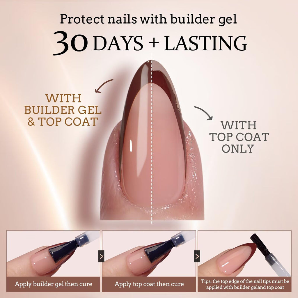 BTArtboxnails XCOATTIPS Almond Press-On Nails – All-in-One French Gel Kit