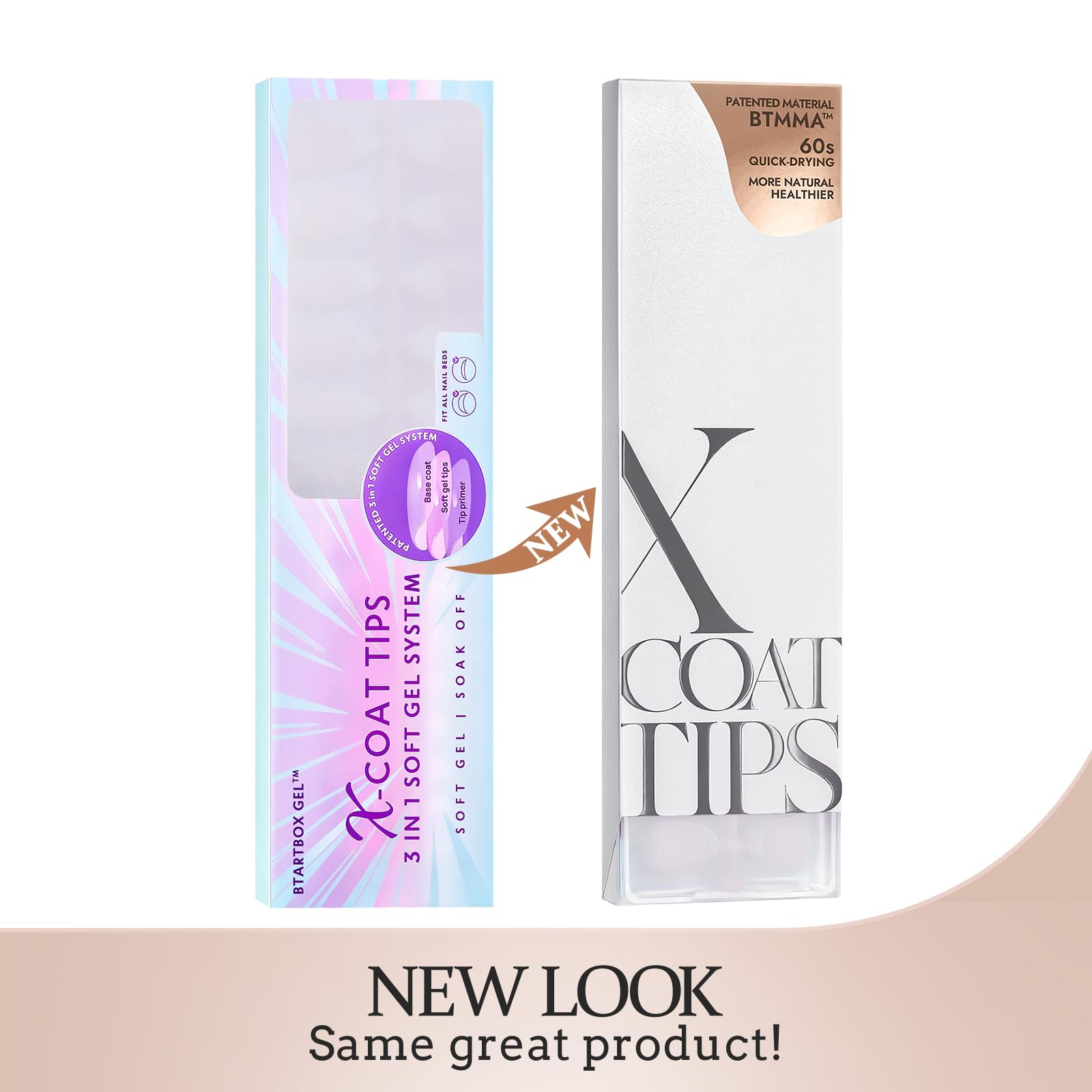 BTArtboxnails XCOATTIPS Gel Nail Kit — Short Coffin French Tip Press-On Nails