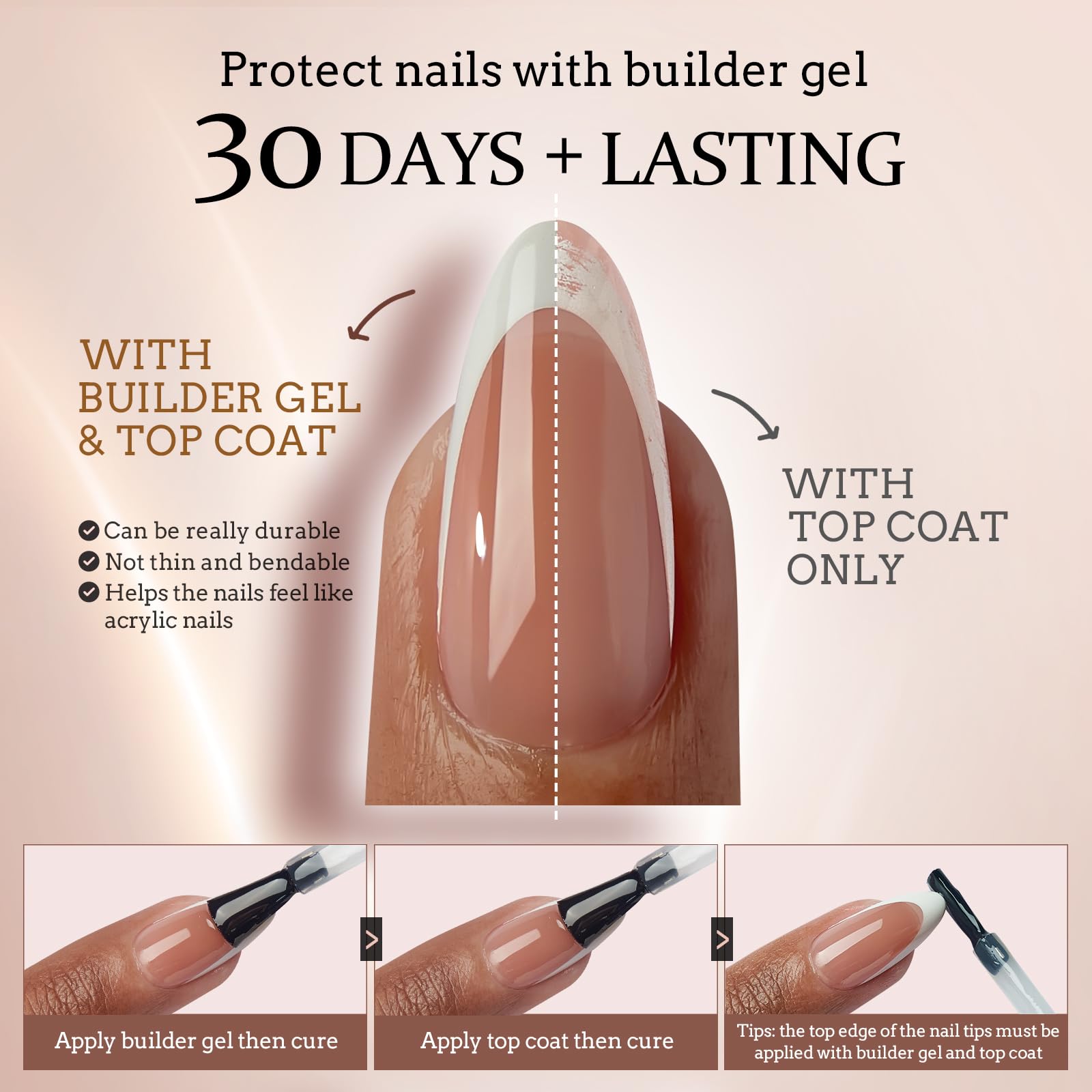 BTArtboxnails XCOATTIPS Gel Nail Kit — Short Coffin French Tip Press-On Nails