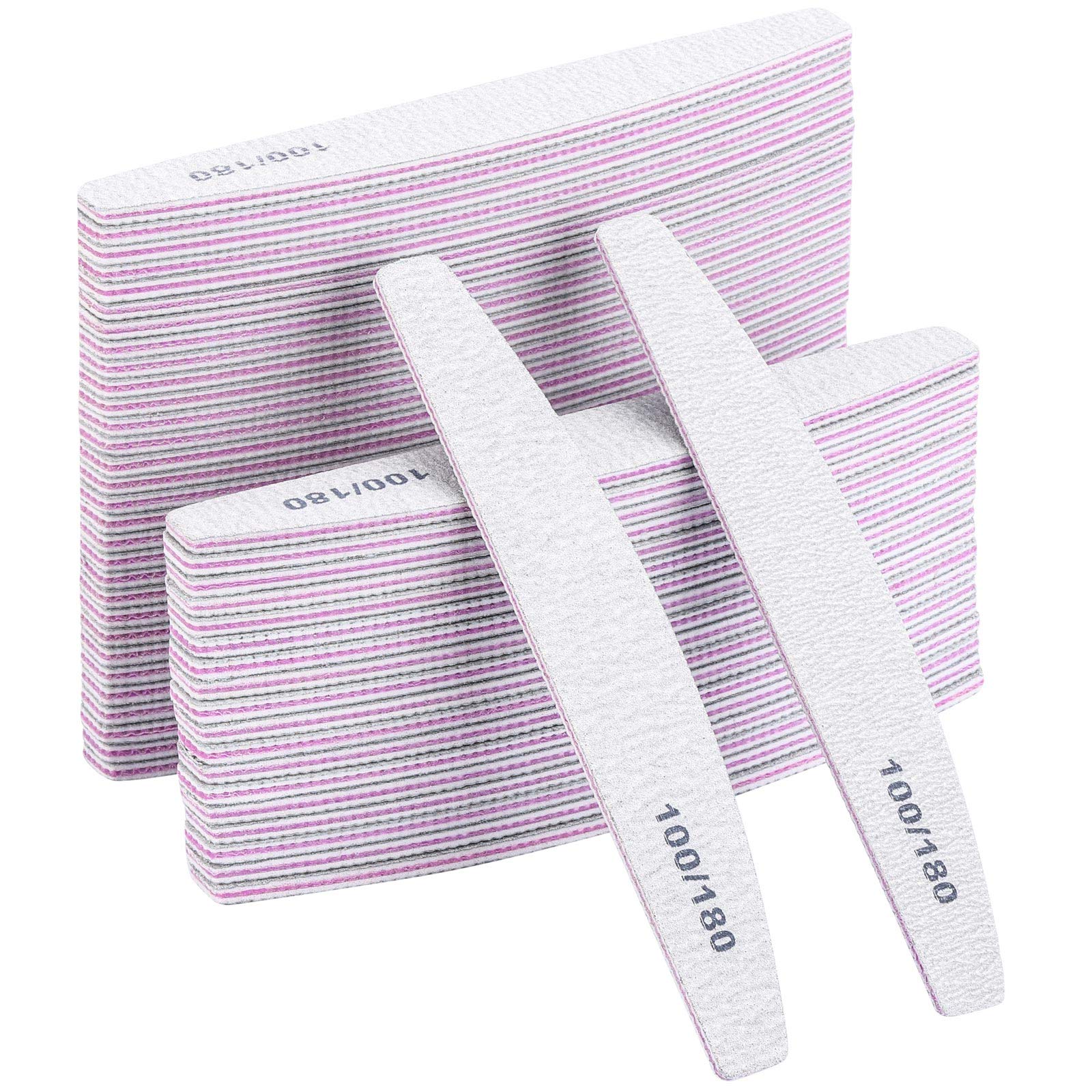 BTYMS 75 Pcs Nail Files & Buffers – 100/180 Grit Double-Sided Emery Boards Kit