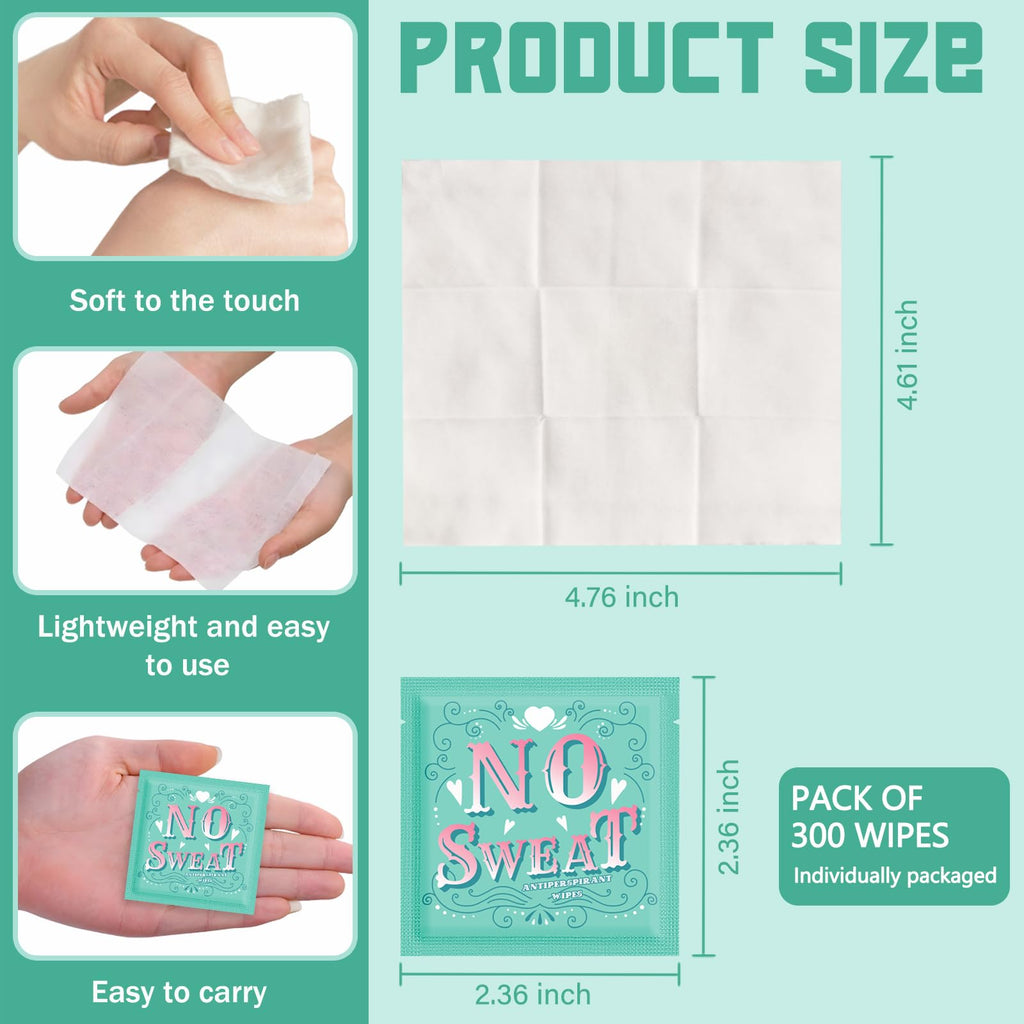 BUAEL Travel Deodorant Wipes – 300 Individually Wrapped, Hypoallergenic Antiperspirant Body Wipes