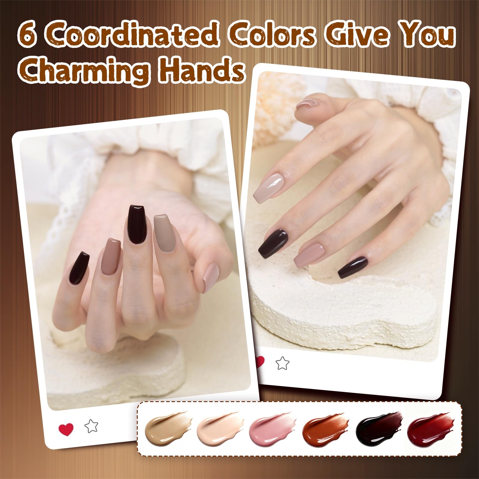 BUBU CANDY Gel Nail Polish Set 6×15ml — HEMA-Free Soak-Off UV/LED Kit for DIY Winter Nude Nails