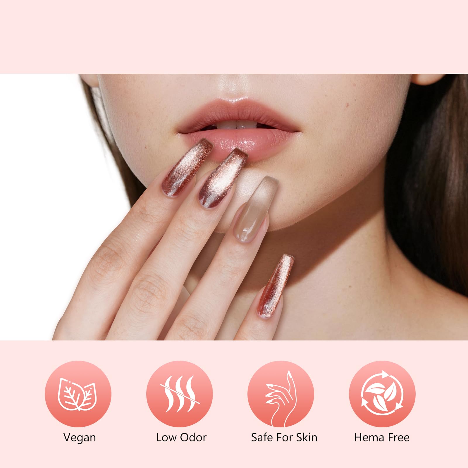 BUBU CANDY 6Pcs Cateye Gel Nail Polish Set – Festive Home Manicure Kit