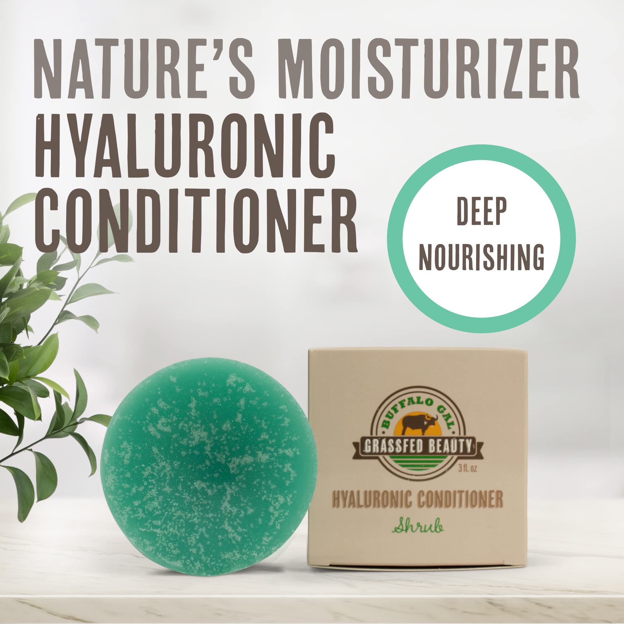 BUFFALO GAL Hyaluronic + Tallow Conditioner Bar – Hydration & Detangling for All Hair Types