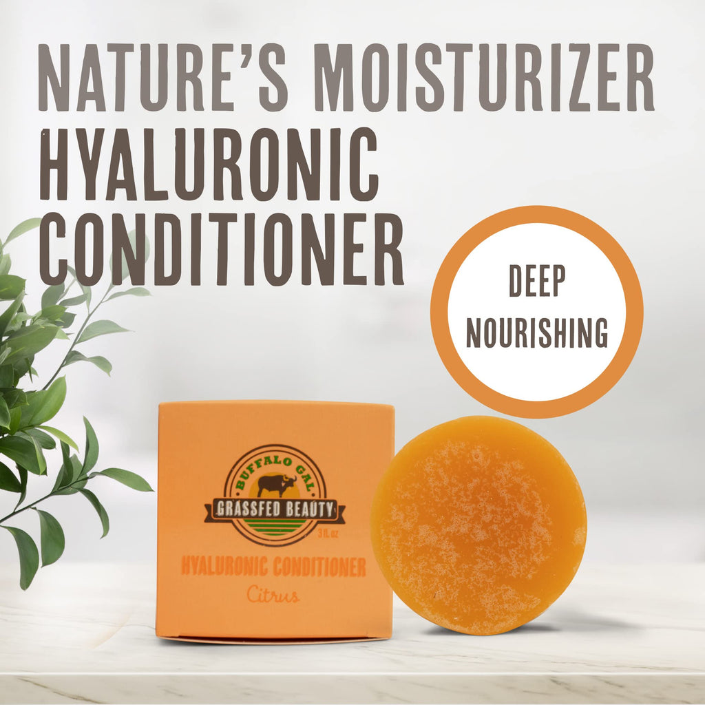 Buffalo Gal Hyaluronic & Tallow Conditioner Bar – Hydrating Detangler for All Hair Types (3 fl oz) Citrus