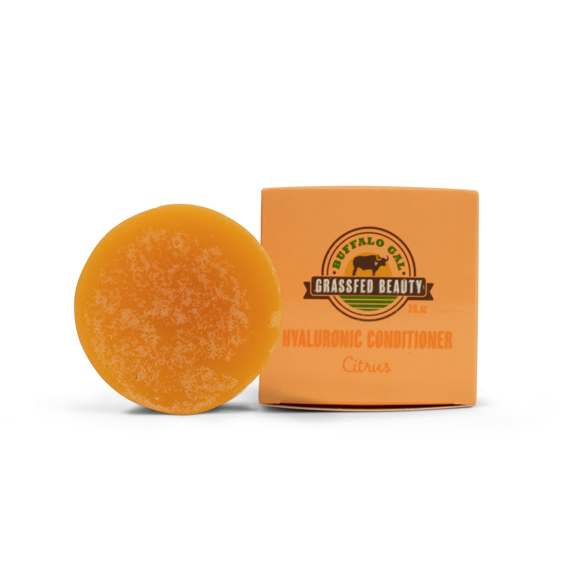 Buffalo Gal Hyaluronic & Tallow Conditioner Bar – Hydrating Detangler for All Hair Types (3 fl oz) Citrus