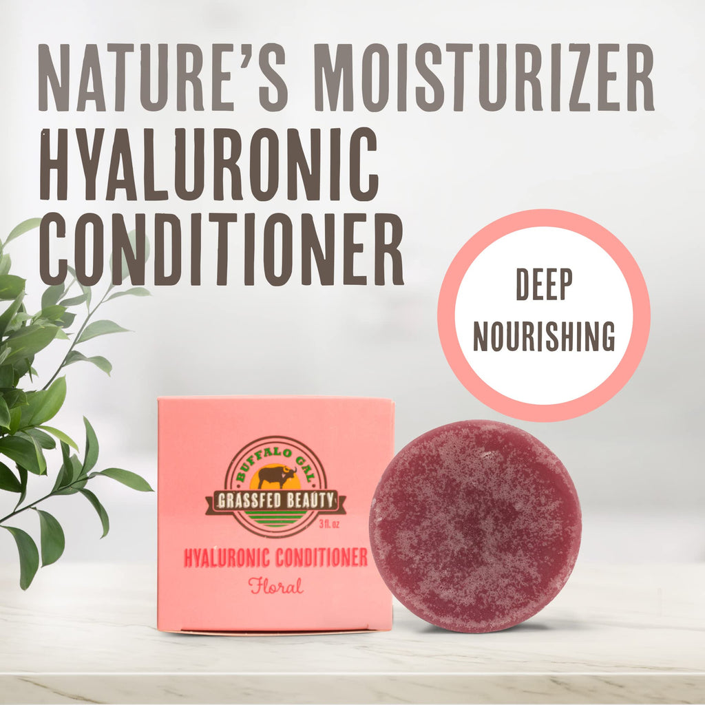 BUFFALO GAL Hyaluronic & Tallow Hair Conditioner Bar | Hydrating Detangler for All Hair Types | 3 fl oz