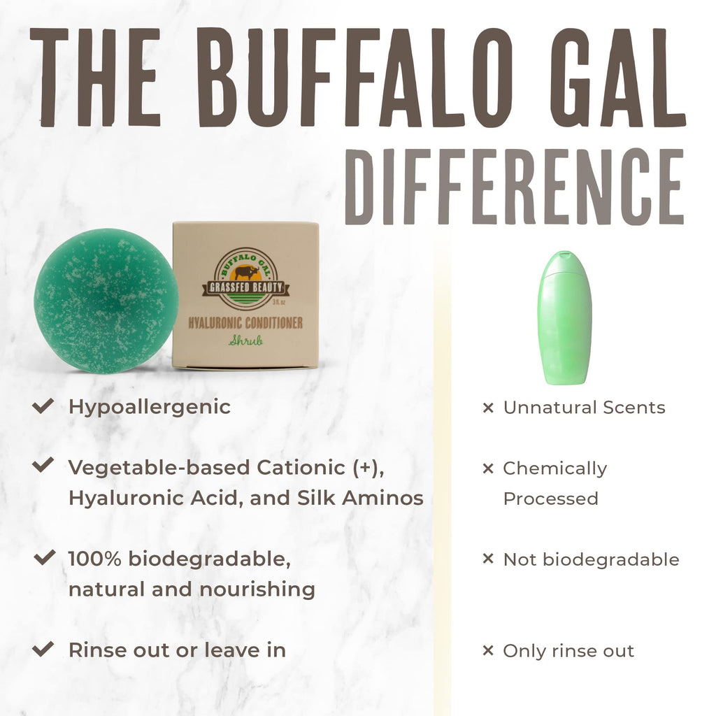 BUFFALO GAL Hyaluronic + Tallow Conditioner Bar – Hydration & Detangling for All Hair Types