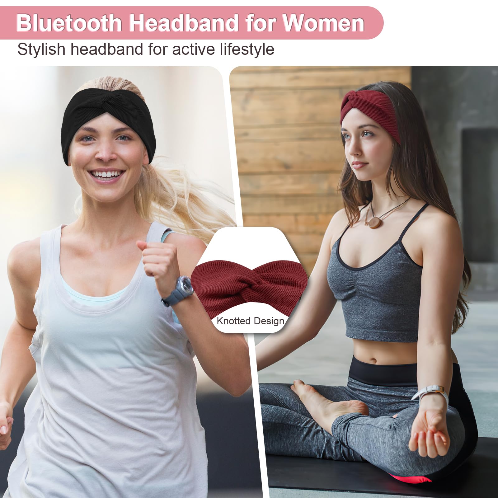 BULYPAZY 2-Pack Headband Headphones with Thin HD Speakers – Red & Black