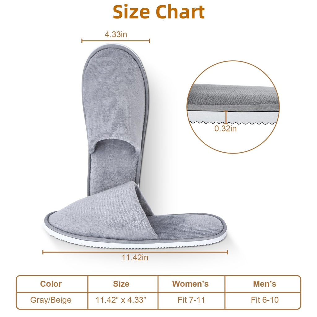 Buoluty 6 Pairs Guest Slippers – Non-Slip, Universal Size, Disposable & Reusable