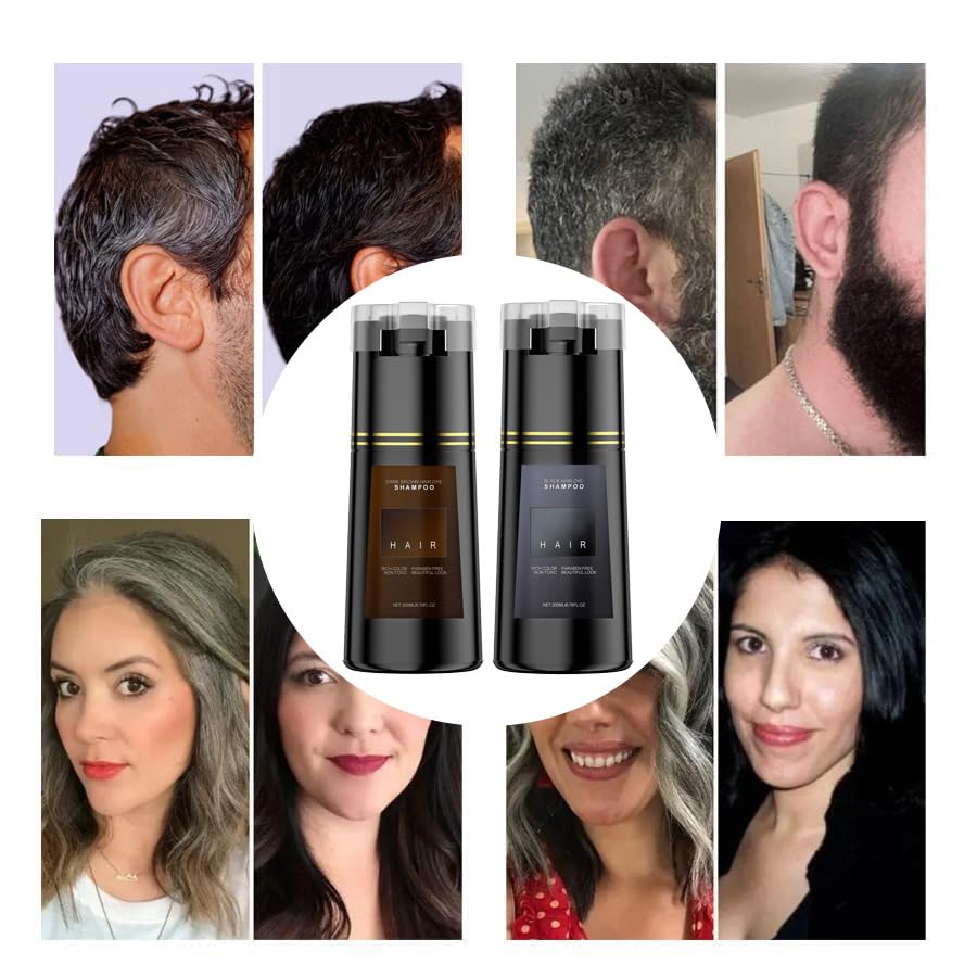 Bupposes Black Dye Shampoo – 3-in-1 Hair Color Shampoo for Men & Women (200ml)