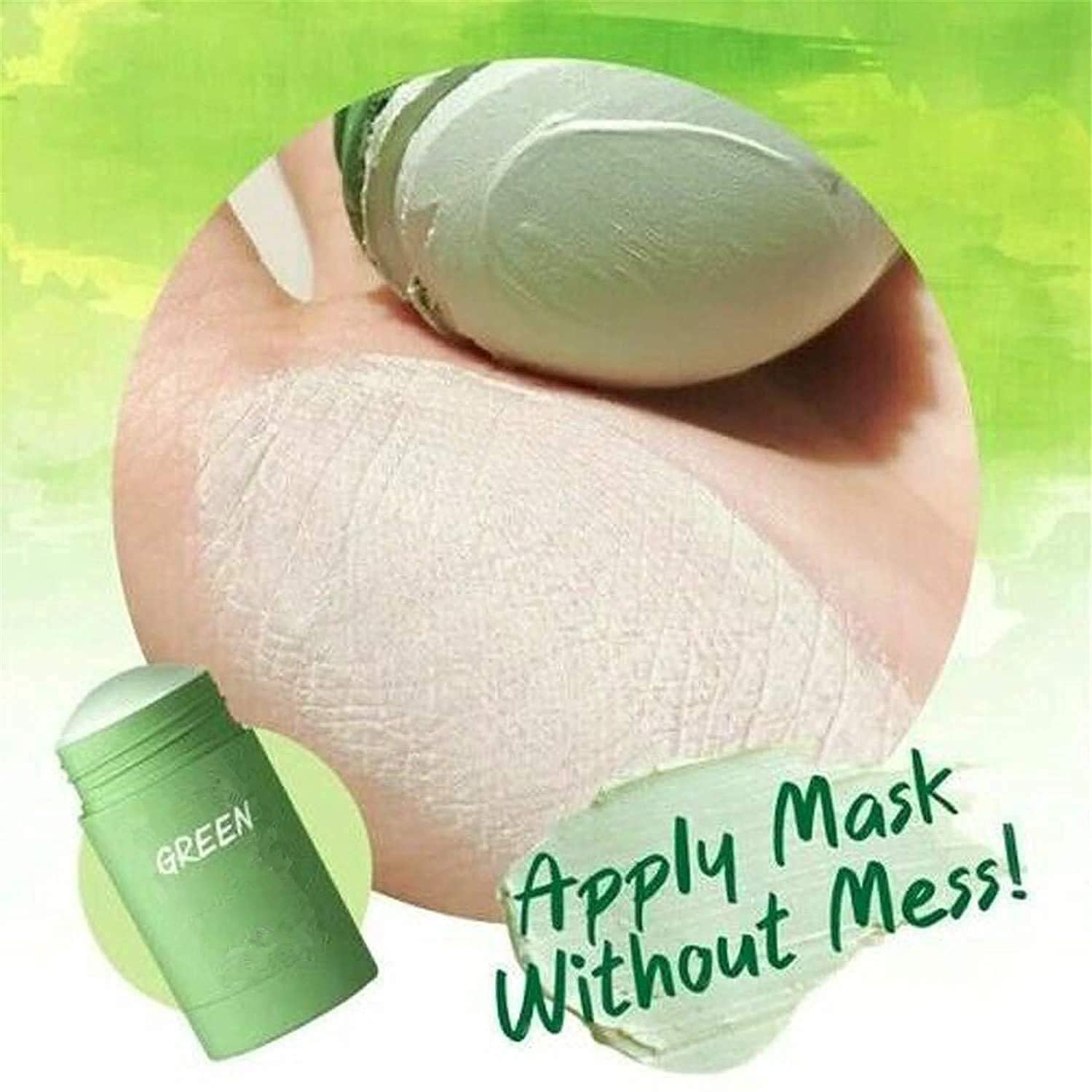 Bupposes Green Tea Face Mask Clay Stick – Deep Cleanse, Oil Control & Moisturizing (Green 3PC)