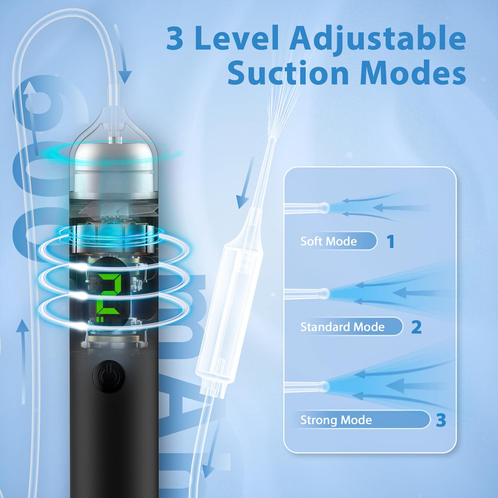 B.urHero Ear Vacuum Remover — 3-Level Suction, Rechargeable Ear Wax Removal Kit