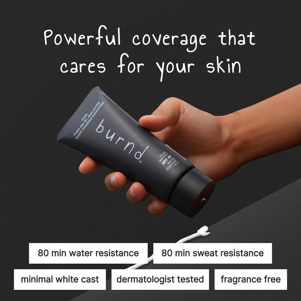 burnd SPF41 Broad Spectrum Sunscreen — 80 Min Water-Resistant, Clear Dry Finish