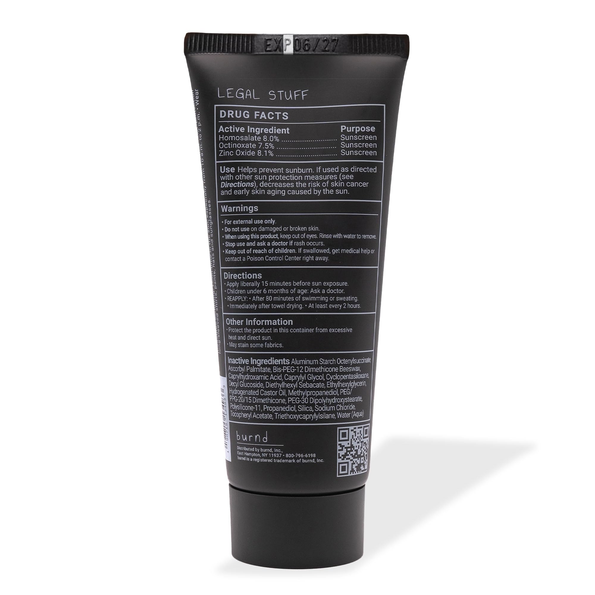 burnd SPF41 Broad Spectrum Sunscreen — 80 Min Water-Resistant, Clear Dry Finish