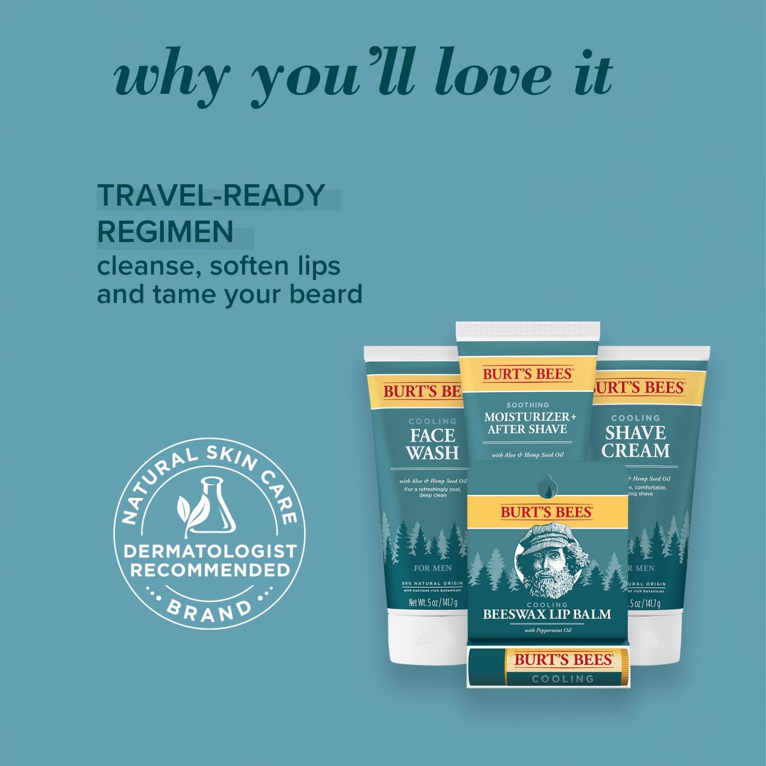 Burt's Bees Cooling Shave Cream for Men with Aloe & Hemp – 5 oz (3 Pack)
