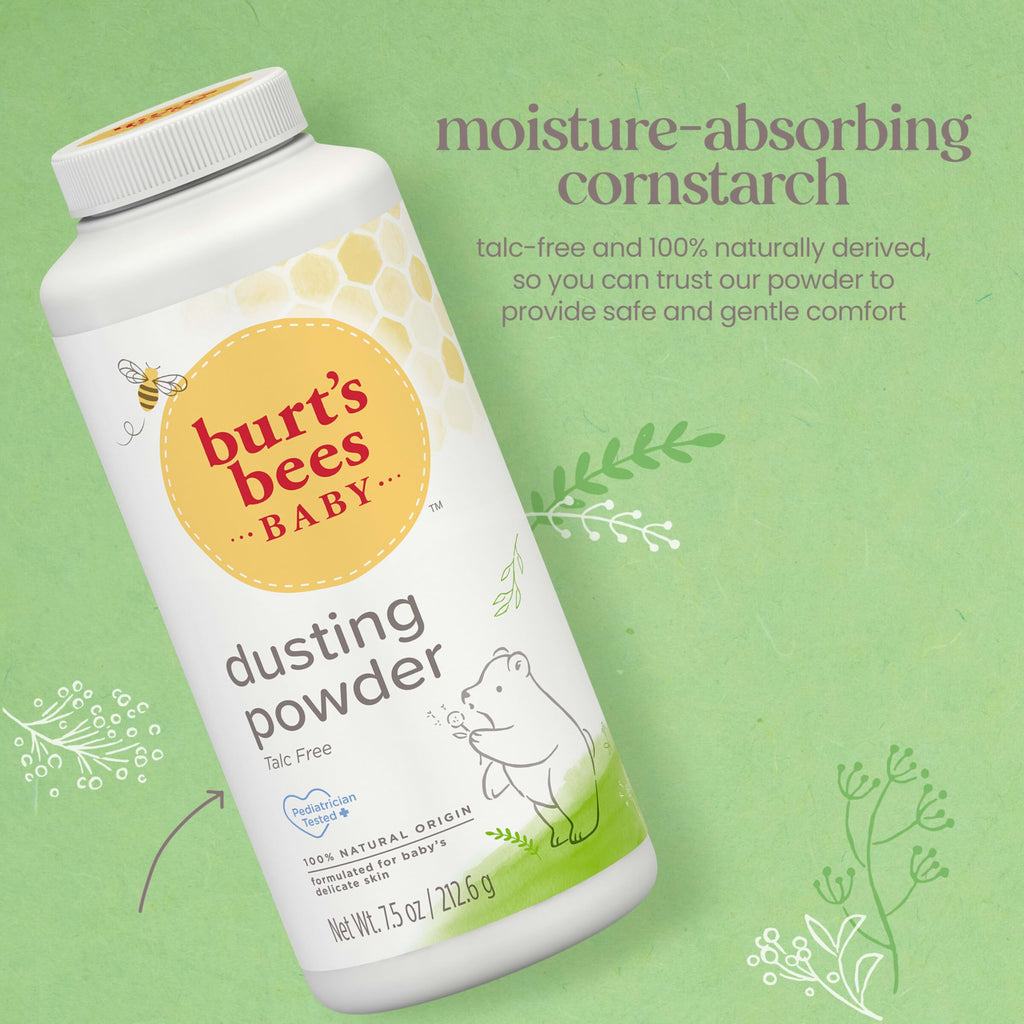 Burt's Bees Baby Dusting Powder – 100% Natural, Talc-Free, 7.5 oz