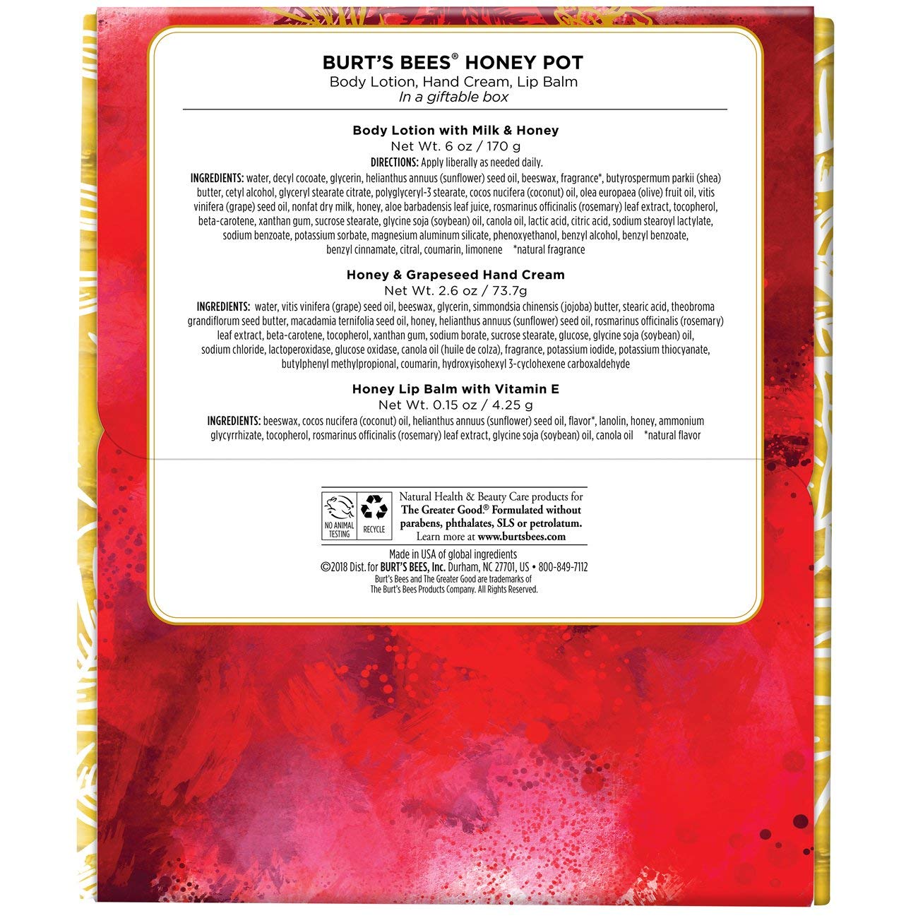 Burt's Bees Honey Pot Gift Set – Milk & Honey Lotion, Hand Cream & Lip Balm