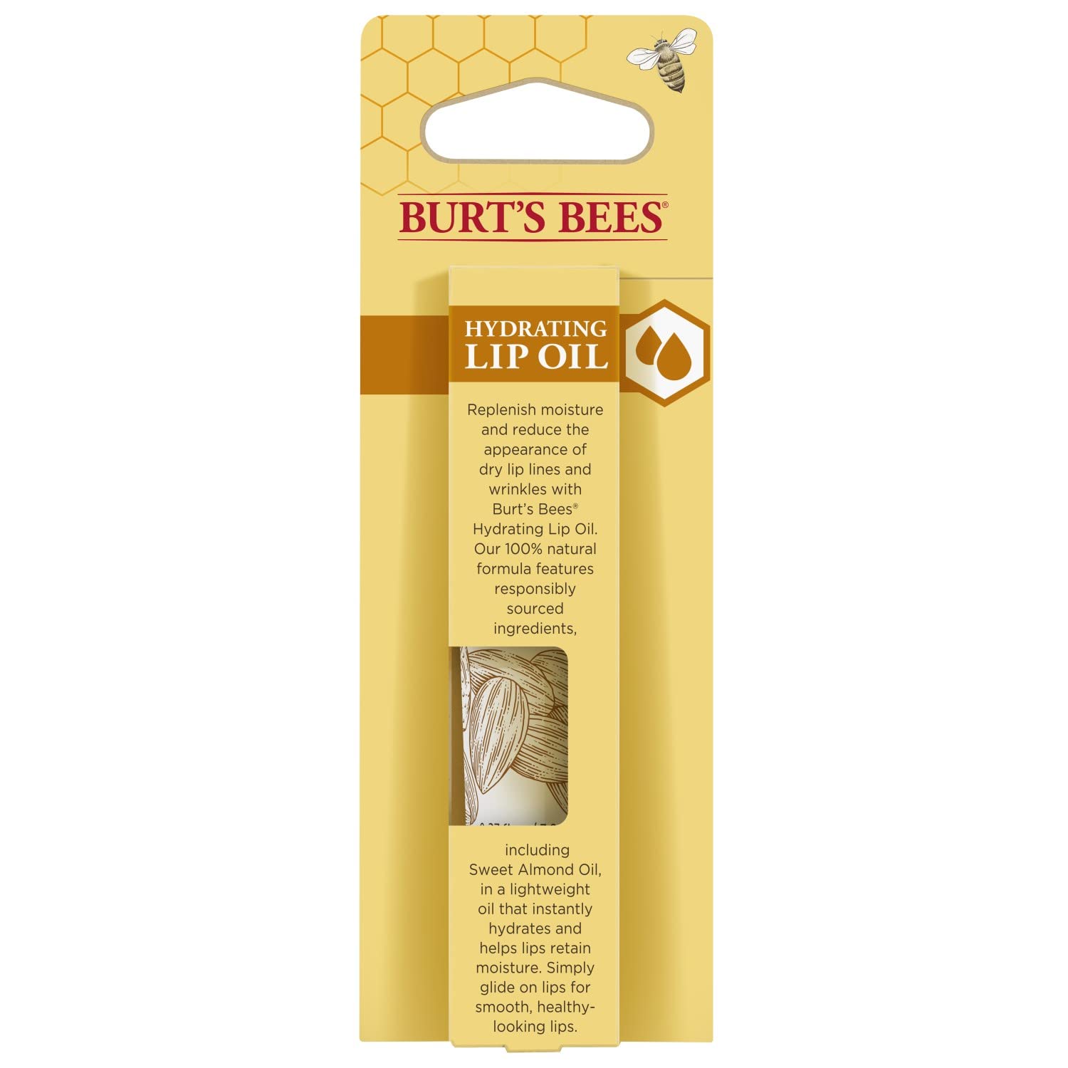 Burt's Bees 100% Natural Hydrating Lip Oil with Sweet Almond Oil – Pack of 4 Tubes