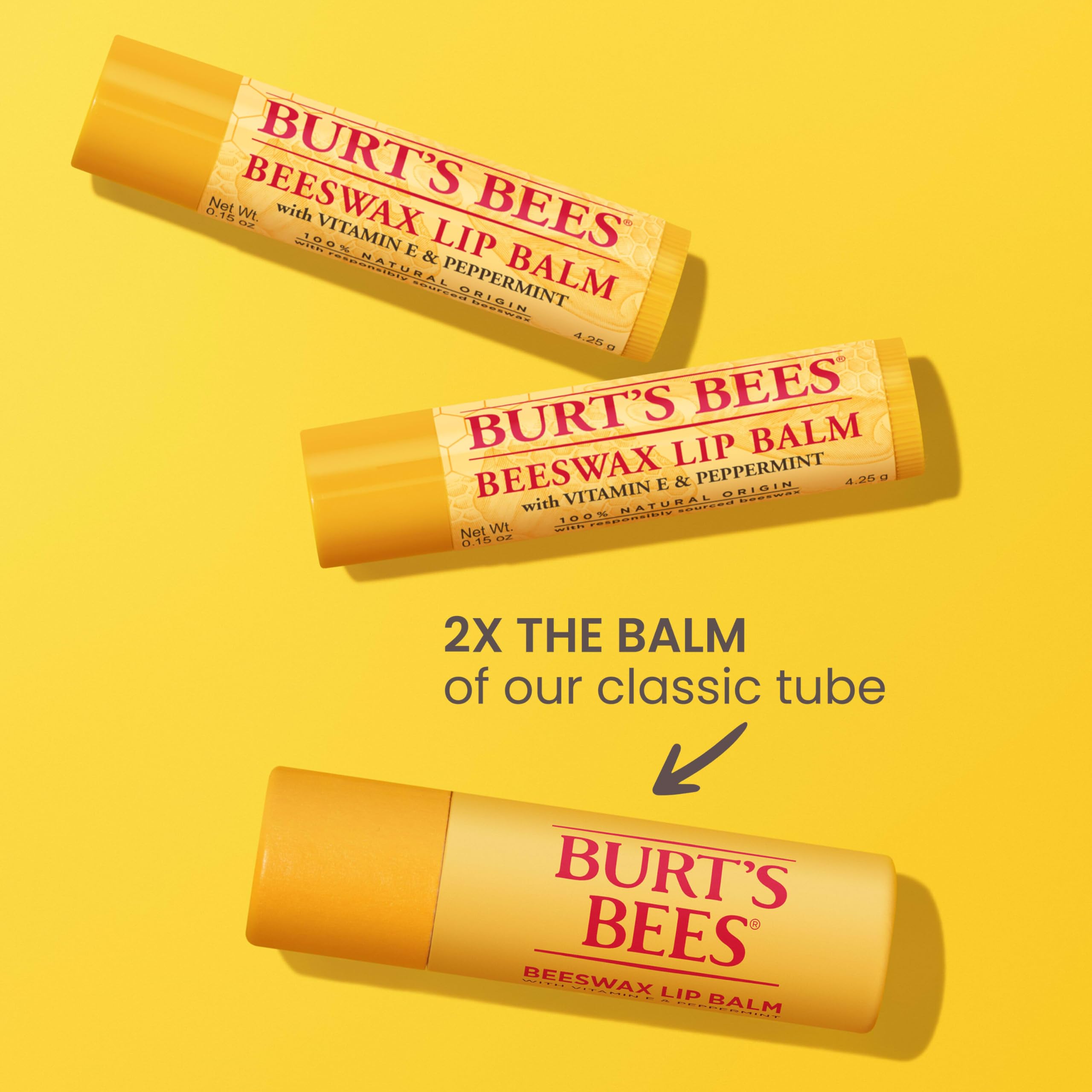 Burt's Bees Moisturizing Lip Balm Pack – Vanilla Bean & Original Beeswax, 0.34 oz Each (3 Paper Tubes)