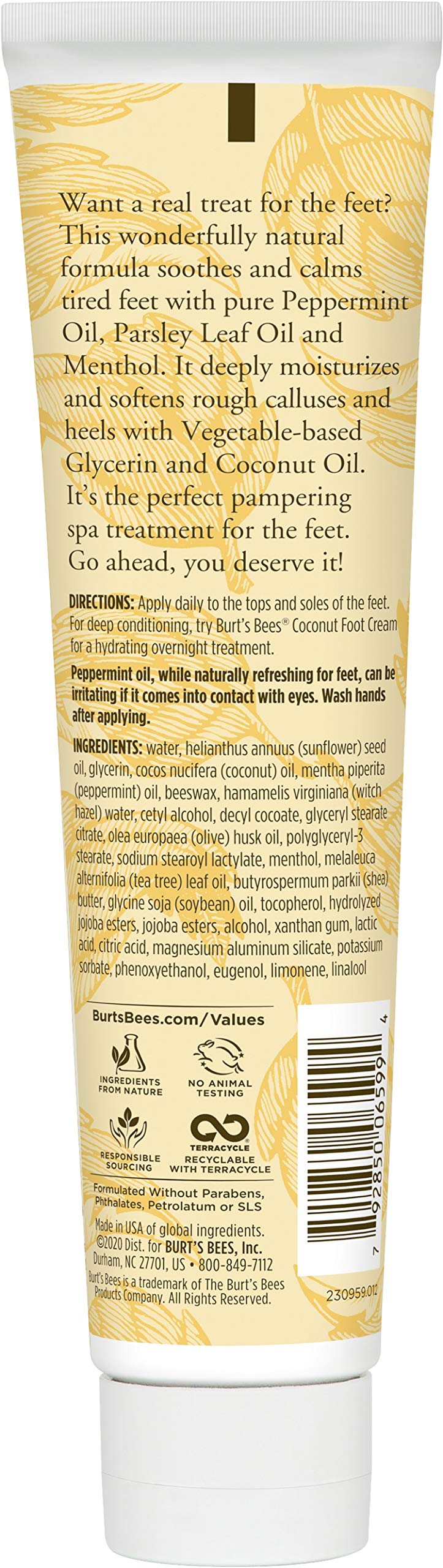 Burt's Bees Peppermint Oil Foot Lotion – 3.38 oz | Soothing Foot Moisturizer