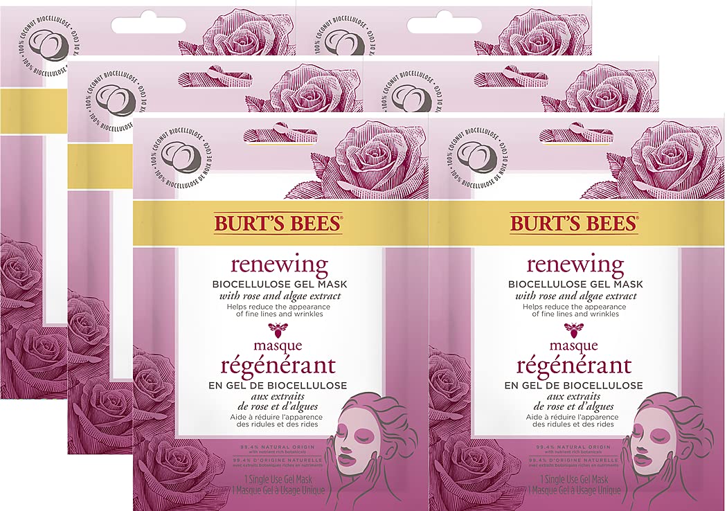 Burt's Bees Renewing Biocellulose Gel Face Mask – 6 Count Value Pack