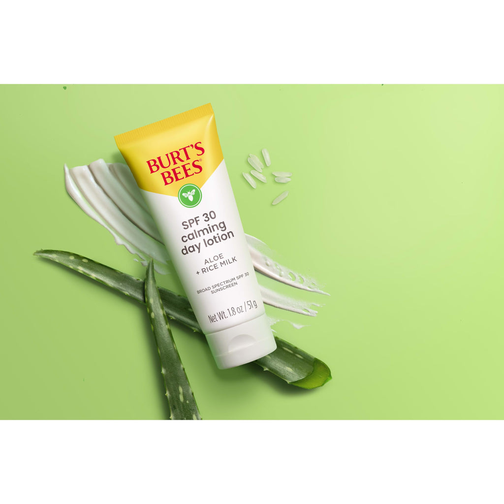 Burt's Bees SPF 30 Calming Day Lotion with Aloe & Rice Milk – Sensitive Skin Sunscreen, 1.8 oz