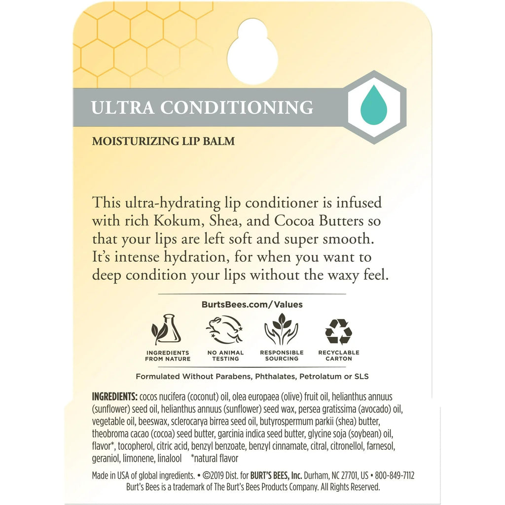 Burt's Bees Lip Balm Ultra Conditioning with Kokum Butter (6 Pack, 0.15 oz)