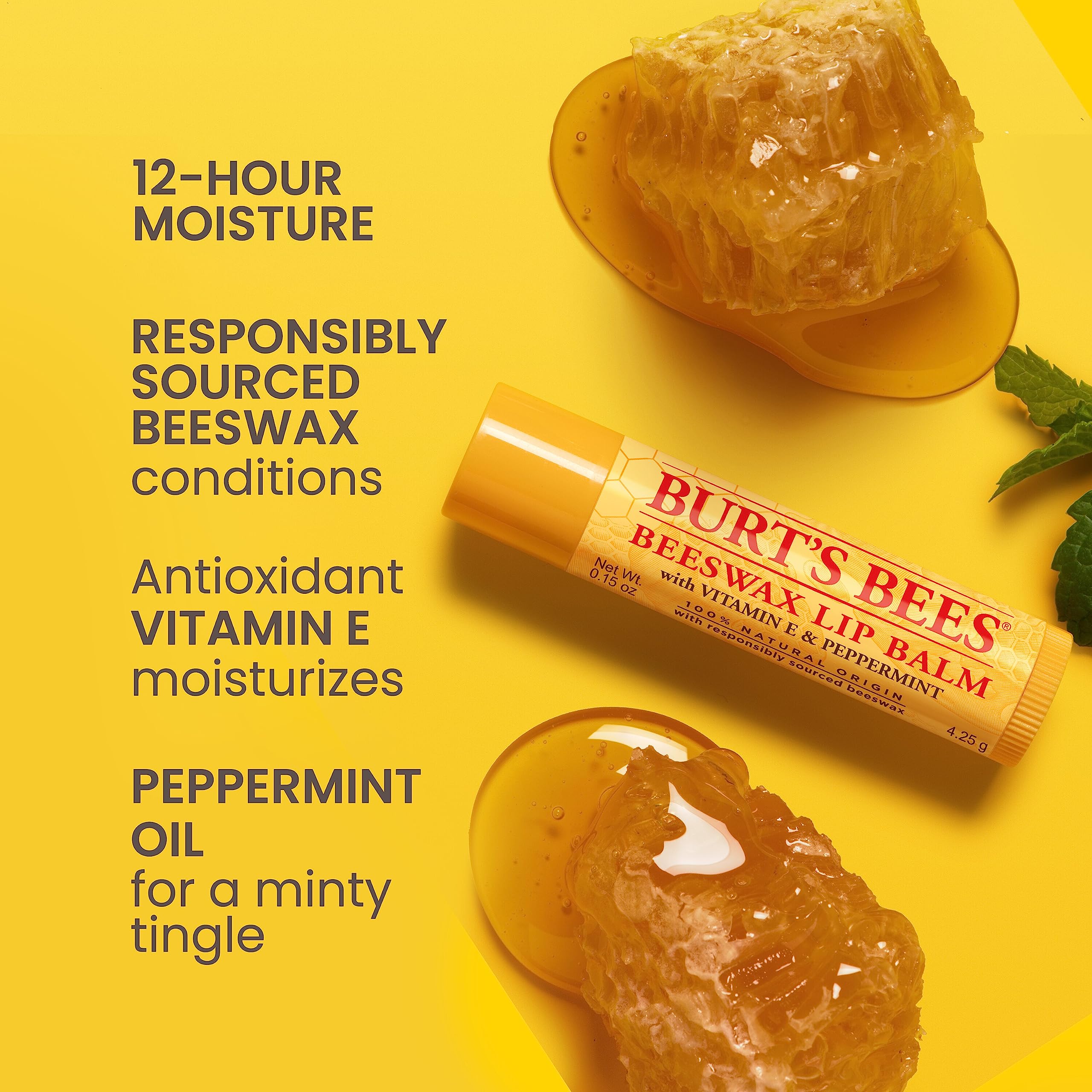 Burt's Bees Lip Balm Pack – Ultra Conditioning & Beeswax with Kokum & Shea Butter, 4 Tubes (0.15 oz)