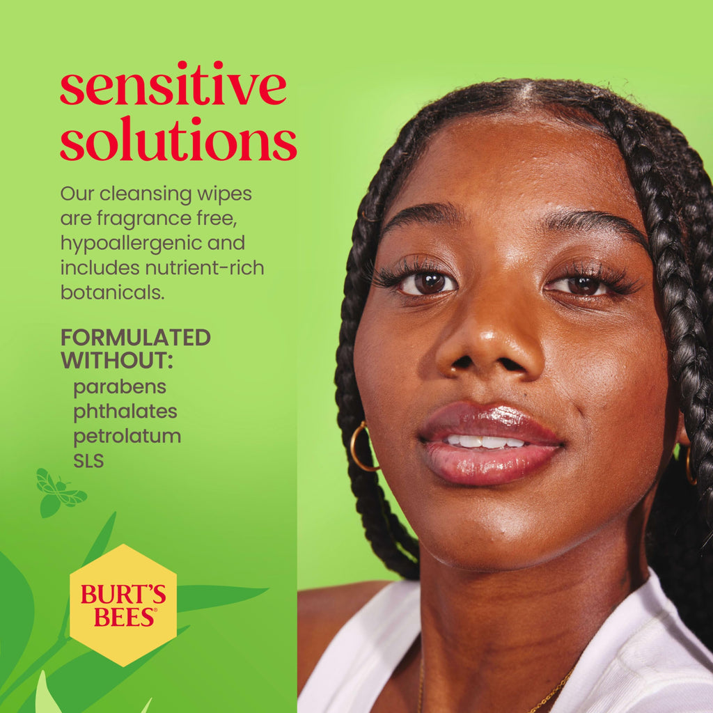 Burt's Bees Aloe Vera Face Wipes for Sensitive Skin | Soothing Makeup Remover & Facial Cleansing Towelettes, 30 Count (Pack of 3)
