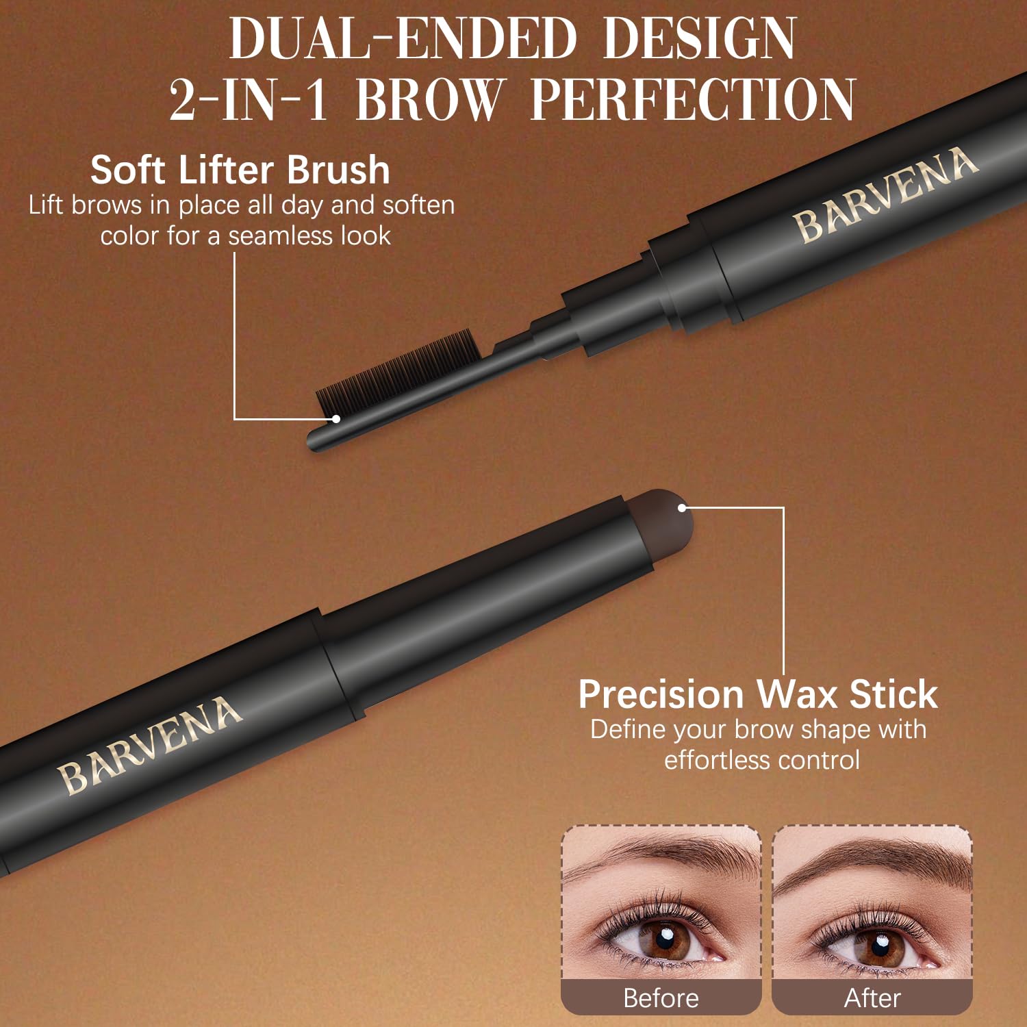BuyiHoen Eyebrow Lifting Wax Sticks with Brow Brush | 2-in-1 Pencil, Dark Brown