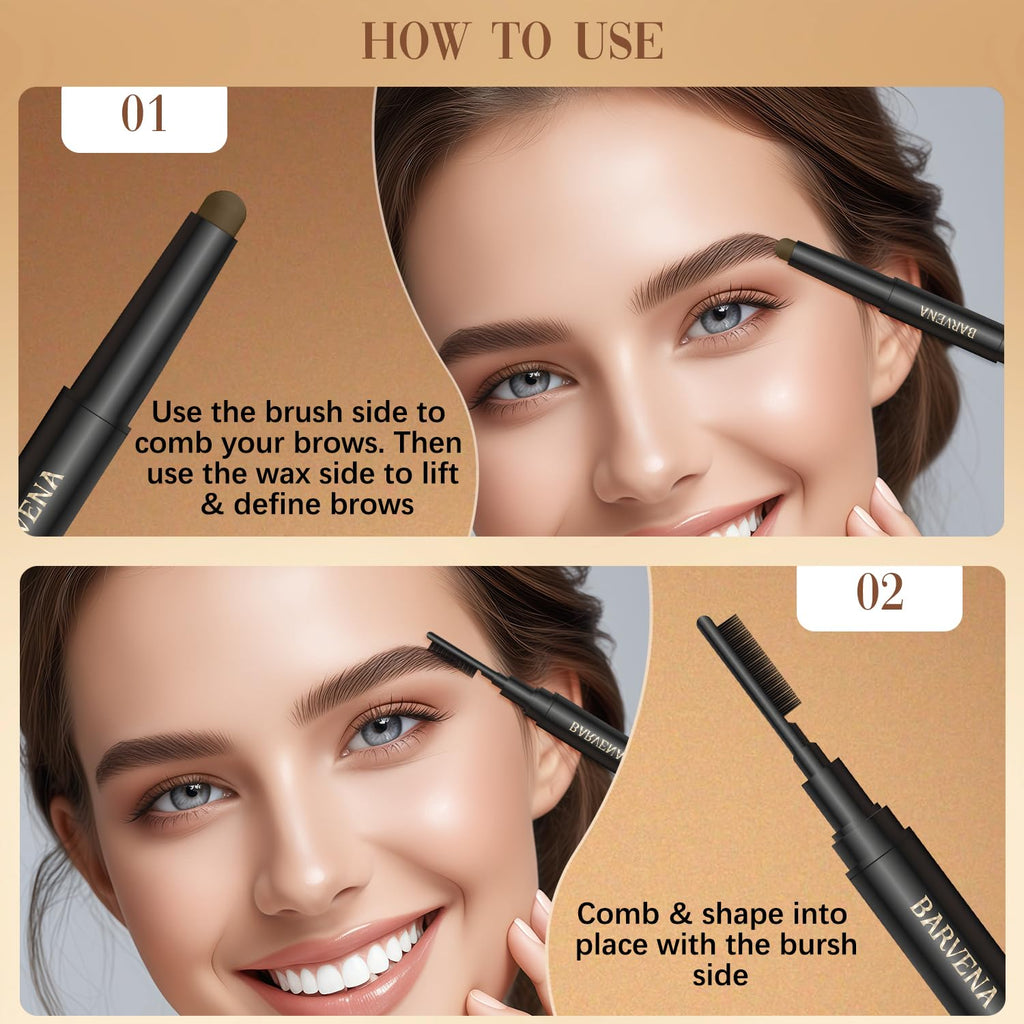 BuyiHoen Eyebrow Lifting Wax Sticks with Brow Brush | 2-in-1 Pencil, Dark Brown
