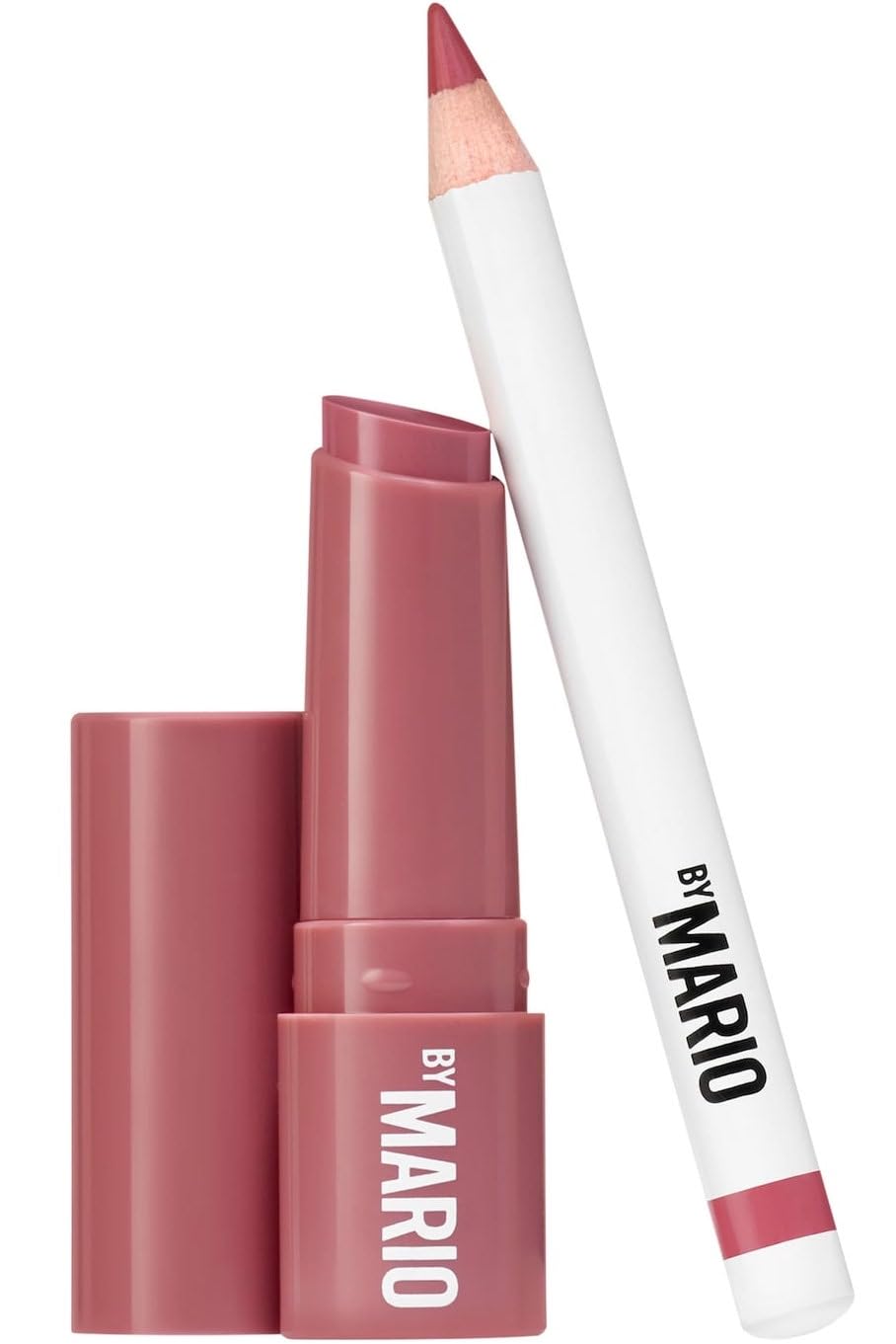 BY MARIO Rosewood Glow Lip Kit – Mini MoistureGlow & Ultra Suede Pencil in Rich Mauve (Travel Size)